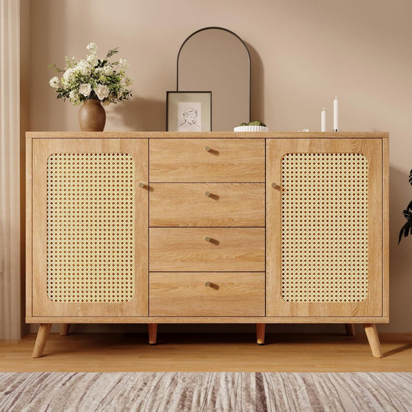 Sideboard mit 4 Schubladen und Flechtoptik