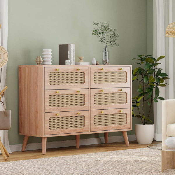Sideboard mit 6 Schubladen und goldfarbenen Griffen
